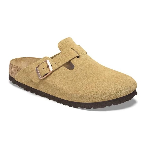 Birkenstock Shoes - BIRKENSTOCK Boston Clog Latte Cream Leather Slip On Size 9 NEW